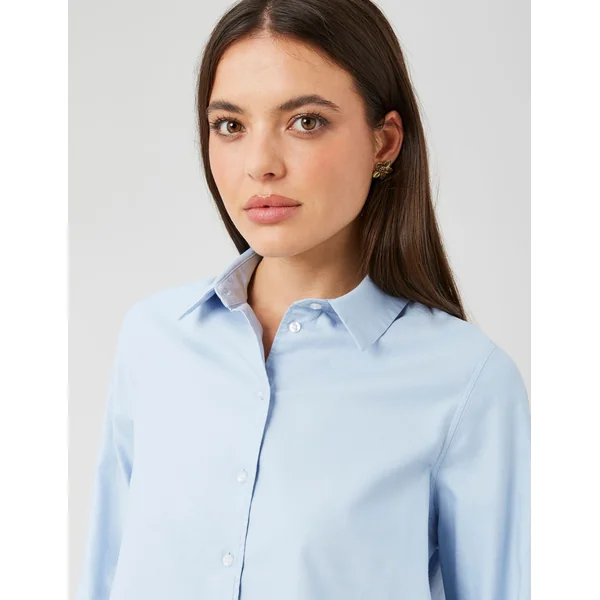 Chemise courte unie Bleu clair
