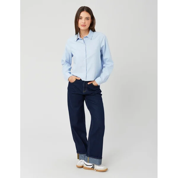 Chemise courte unie Bleu clair