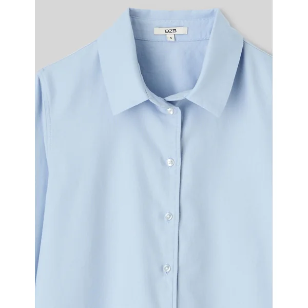 Chemise courte unie Bleu clair