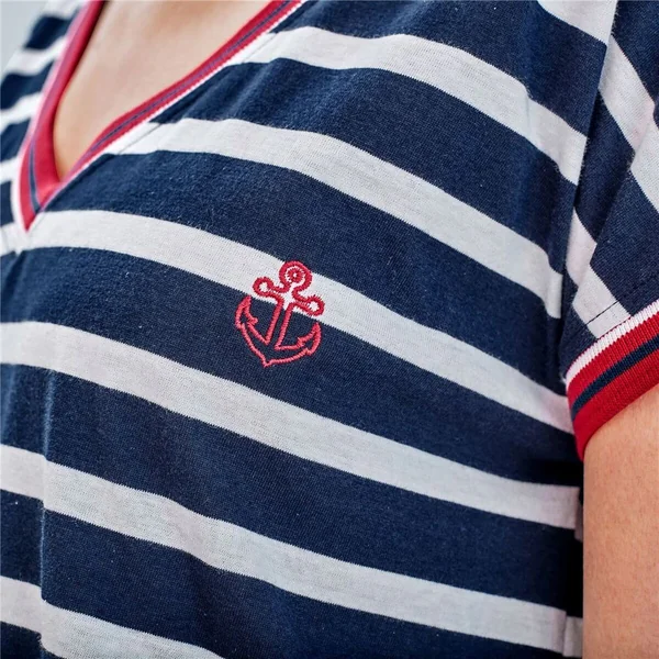 Chemise de nuit en coton maille MARINIERA rayures marines Becquet