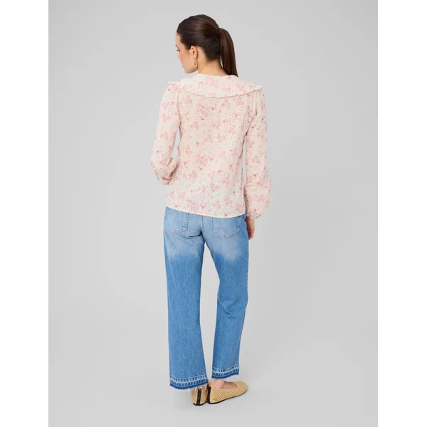 Chemise en broderie anglaise à imprimé fleuri Ecru