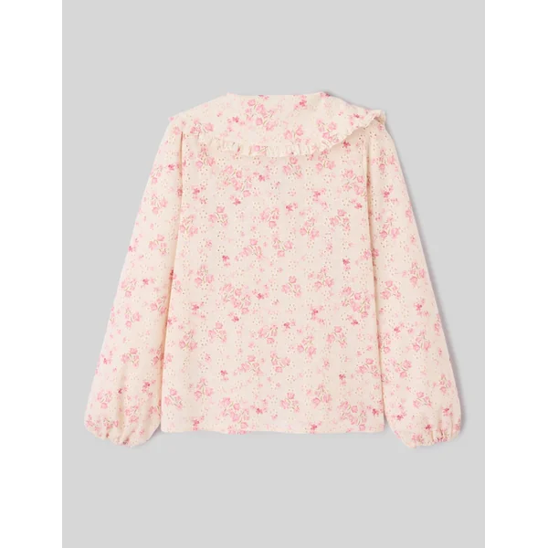 Chemise en broderie anglaise à imprimé fleuri Ecru