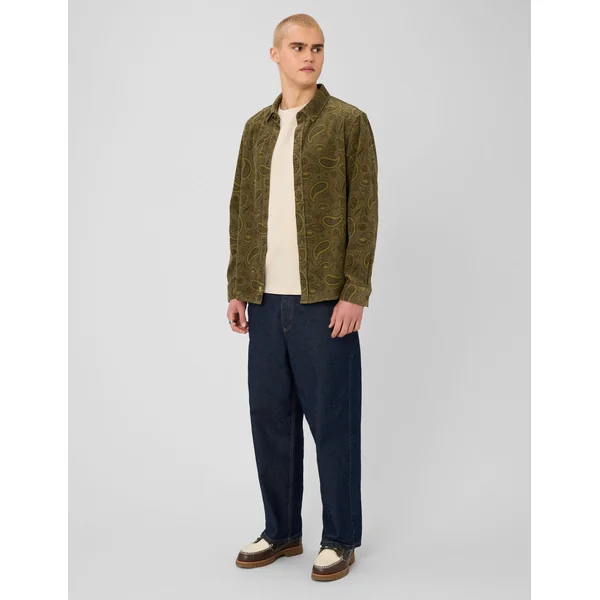 Chemise en velours imprimée Vert Kaki