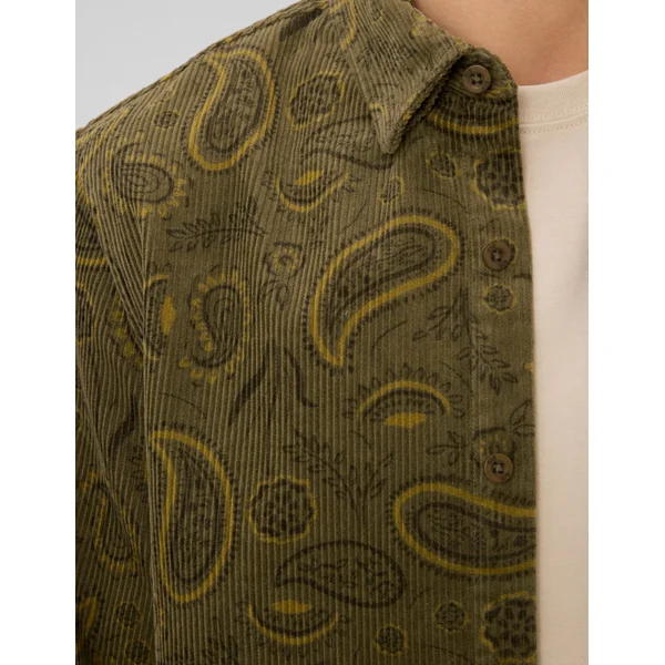 Chemise en velours imprimée Vert Kaki