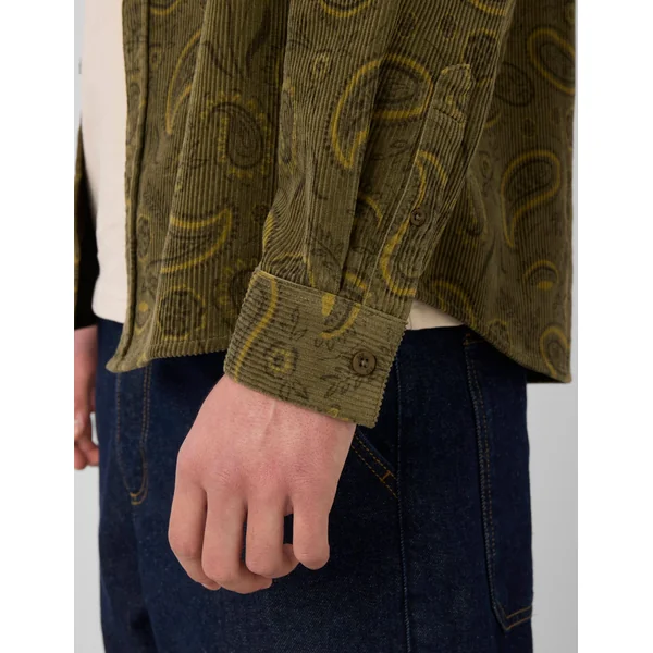 Chemise en velours imprimée Vert Kaki