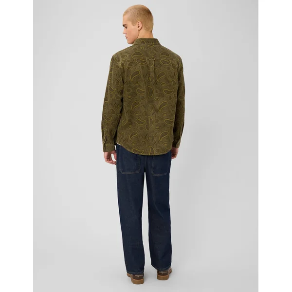 Chemise en velours imprimée Vert Kaki