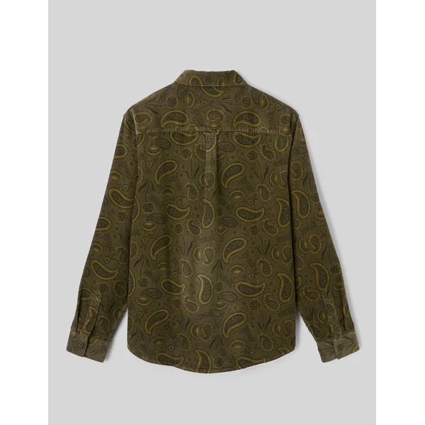 Chemise en velours imprimée Vert Kaki