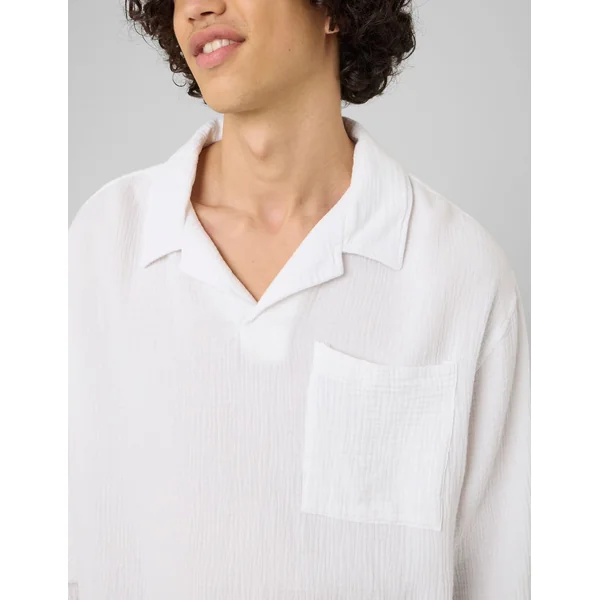 Chemise enfilée manches longues Blanc