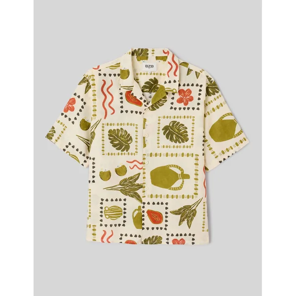 Chemise imprimée Blanc/ Ecru