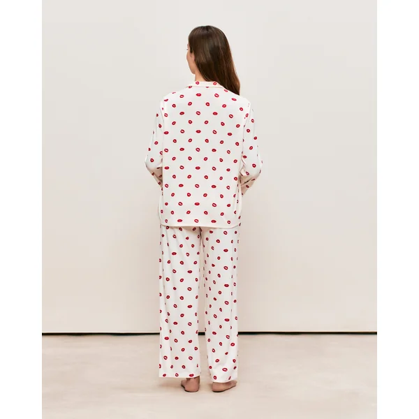 Chemise jersey côtelé motifs bouches