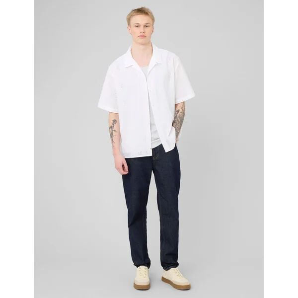 Chemise manches courtes ajourée Blanc