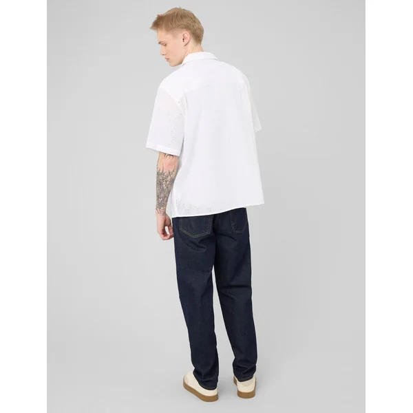 Chemise manches courtes ajourée Blanc