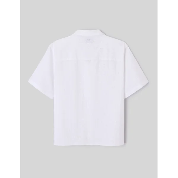 Chemise manches courtes ajourée Blanc
