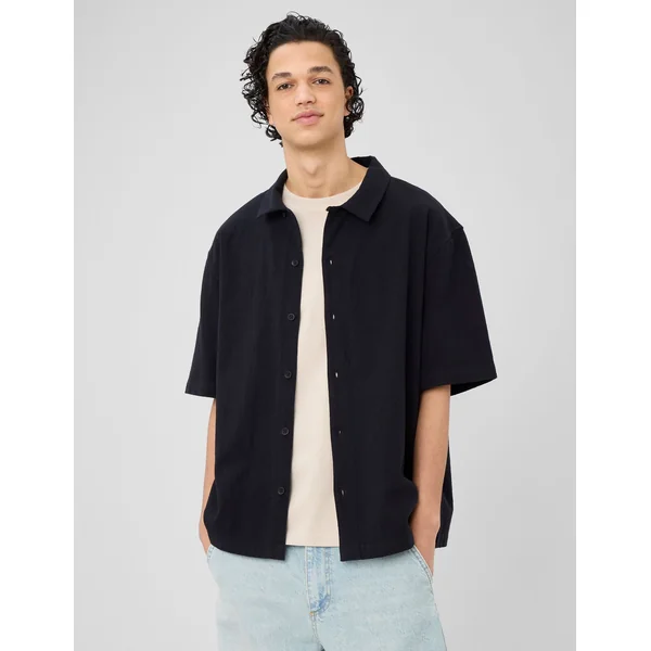 Chemise manches courtes avec patchs Noir