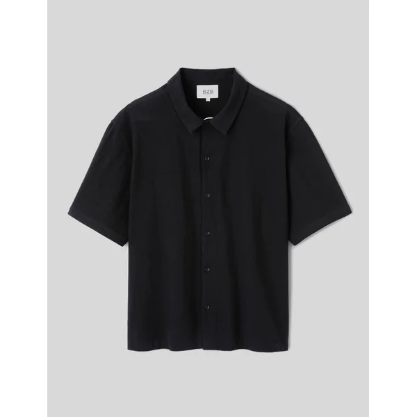 Chemise manches courtes avec patchs Noir