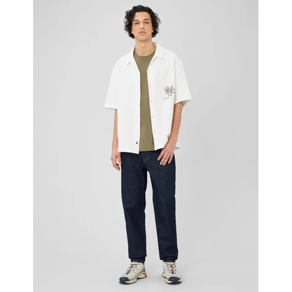 Chemise manches courtes brodée Blanc écru