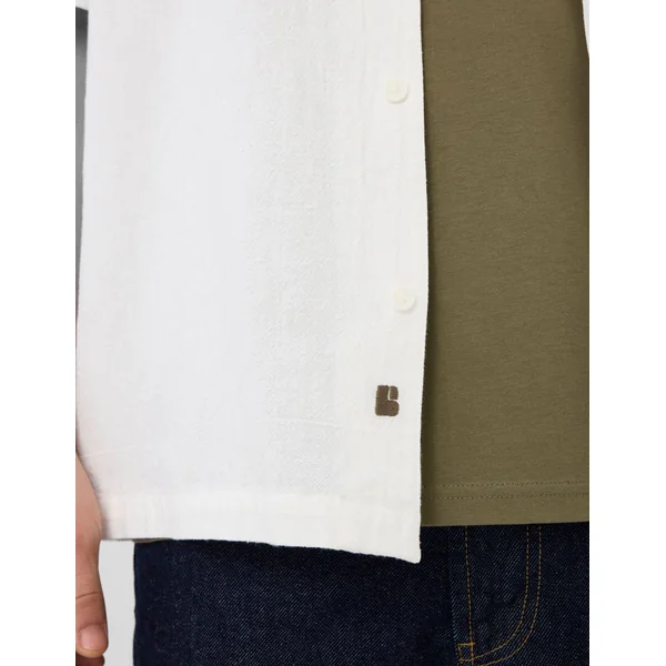 Chemise manches courtes brodée Blanc écru