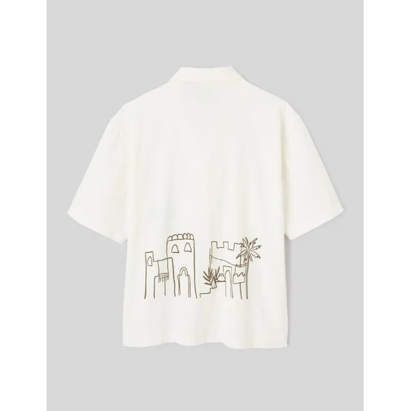 Chemise manches courtes brodée Blanc écru