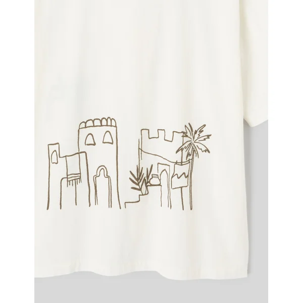 Chemise manches courtes brodée Blanc écru