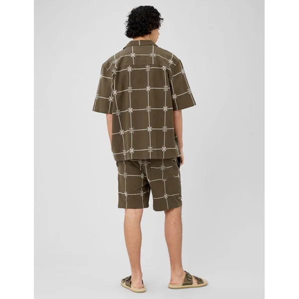 Chemise manches courtes brodée Vert kaki