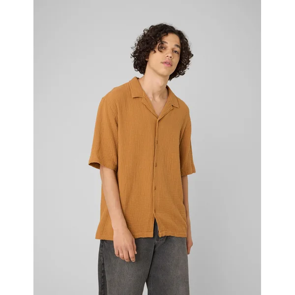 Chemise manches courtes gaze de coton Caramel