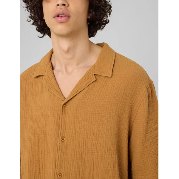Chemise manches courtes gaze de coton Caramel