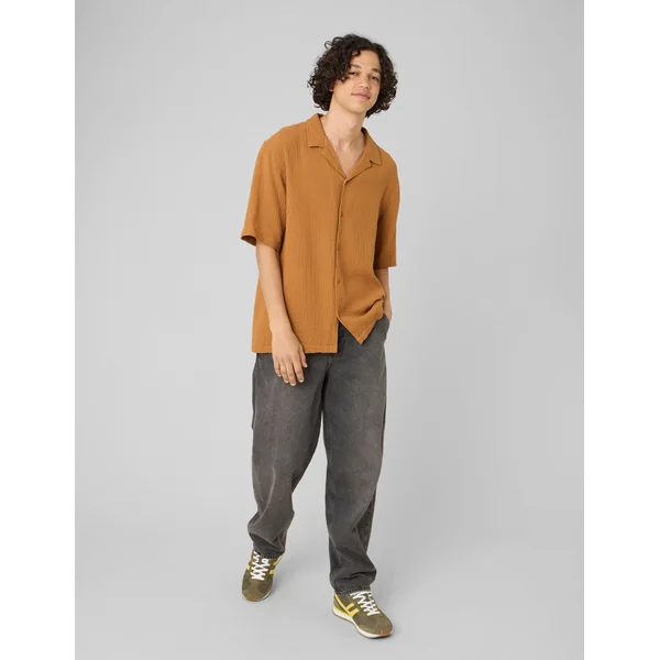 Chemise manches courtes gaze de coton Caramel