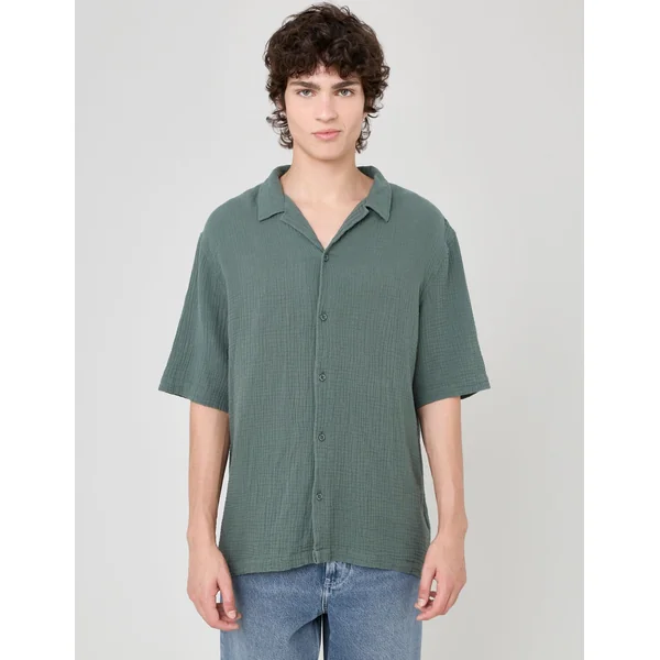 Chemise manches courtes gaze de coton Vert