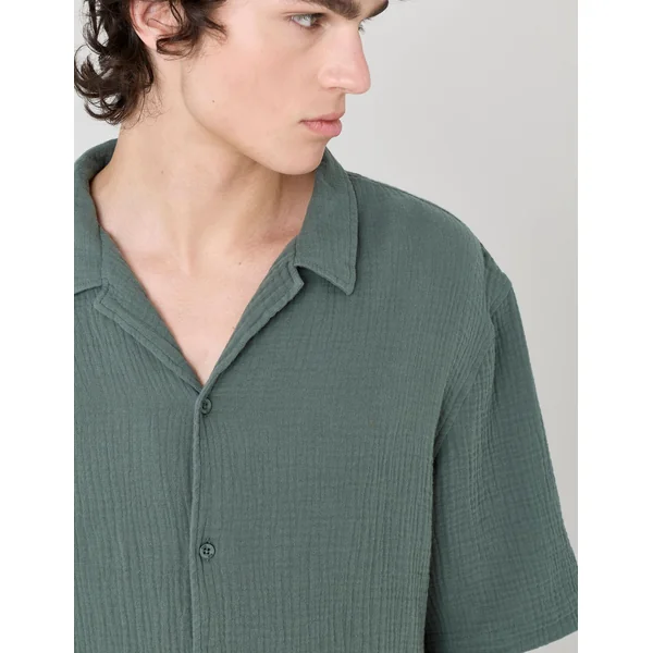 Chemise manches courtes gaze de coton Vert