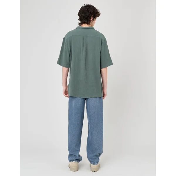 Chemise manches courtes gaze de coton Vert