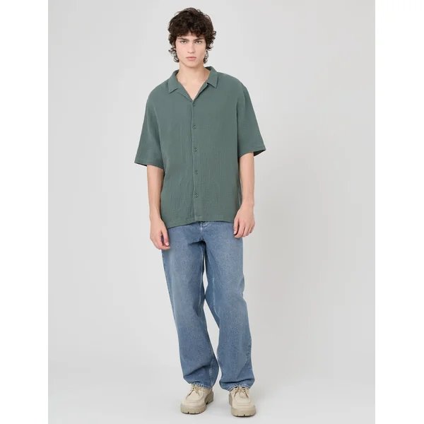 Chemise manches courtes gaze de coton Vert