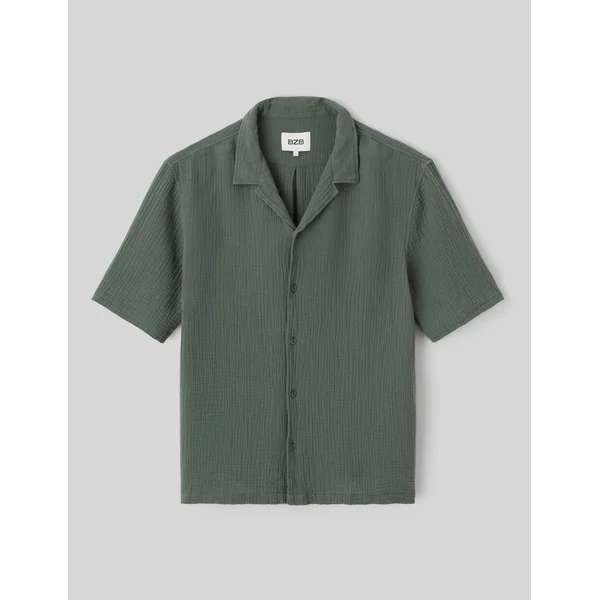 Chemise manches courtes gaze de coton Vert