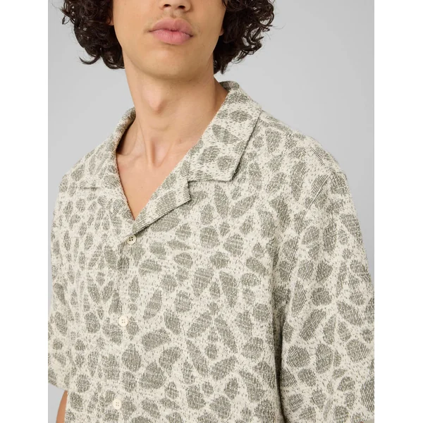 Chemise manches courtes maille jacquard Vert kaki