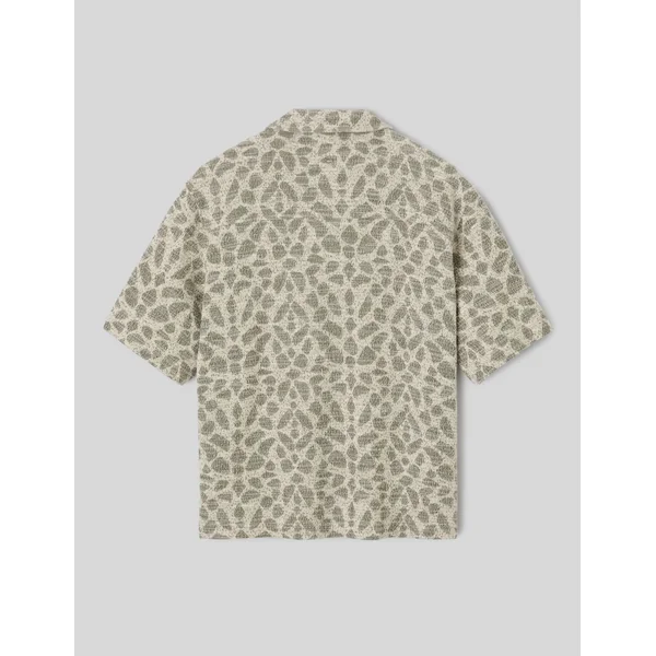 Chemise manches courtes maille jacquard Vert kaki