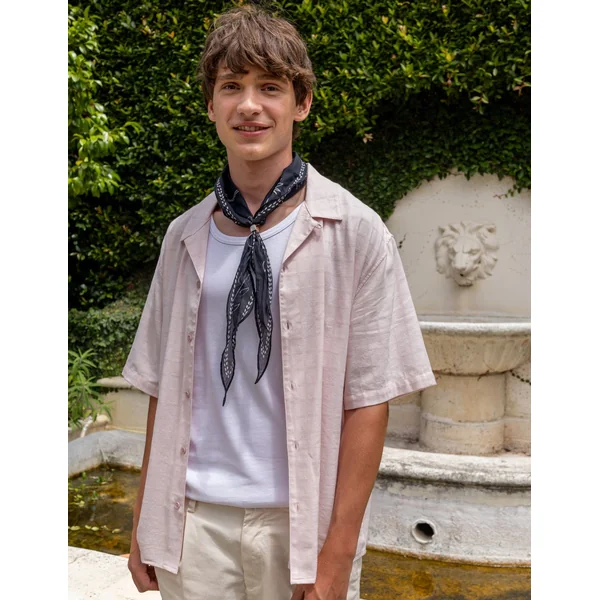 Chemise manches courtes matière fantaisie Rose