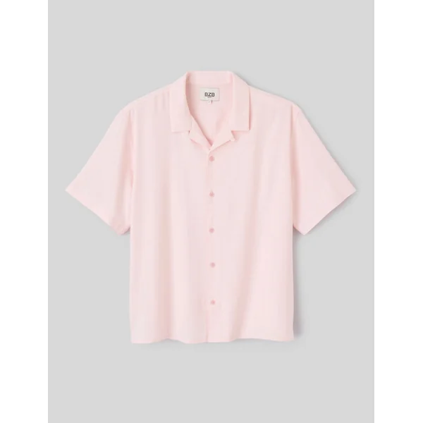 Chemise manches courtes matière fantaisie Rose