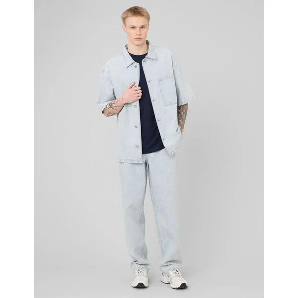 Chemise manches courtes rayée Bleu clair