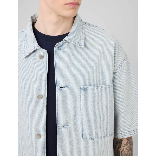 Chemise manches courtes rayée Bleu clair