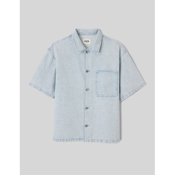 Chemise manches courtes rayée Bleu clair