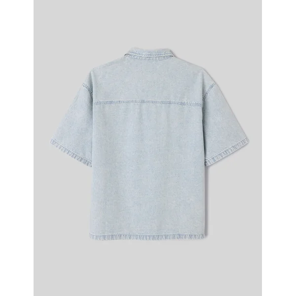 Chemise manches courtes rayée Bleu clair