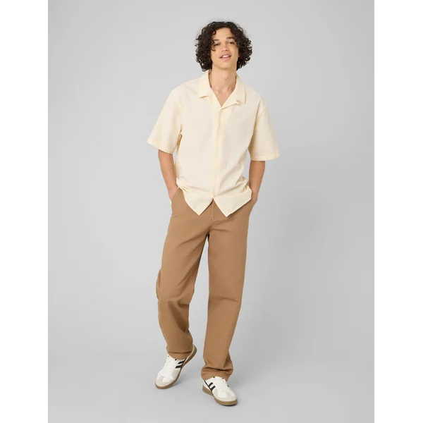 Chemise manches courtes rayée seersucker Jaune foncé
