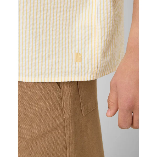 Chemise manches courtes rayée seersucker Jaune foncé