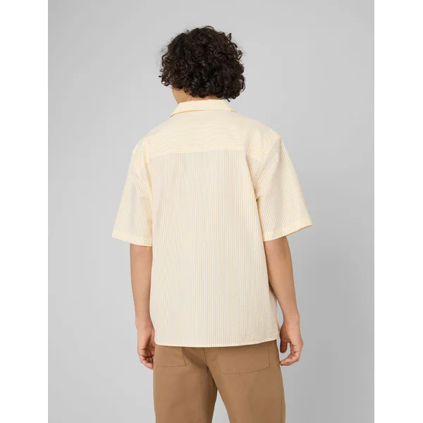 Chemise manches courtes rayée seersucker Jaune foncé