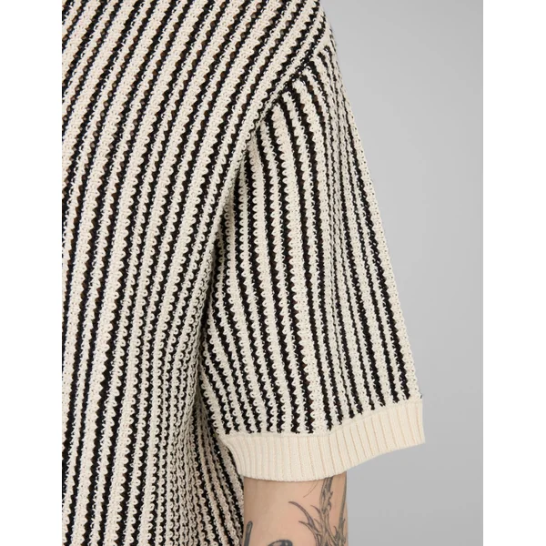 Chemise manches courtes rayée tricot Noir