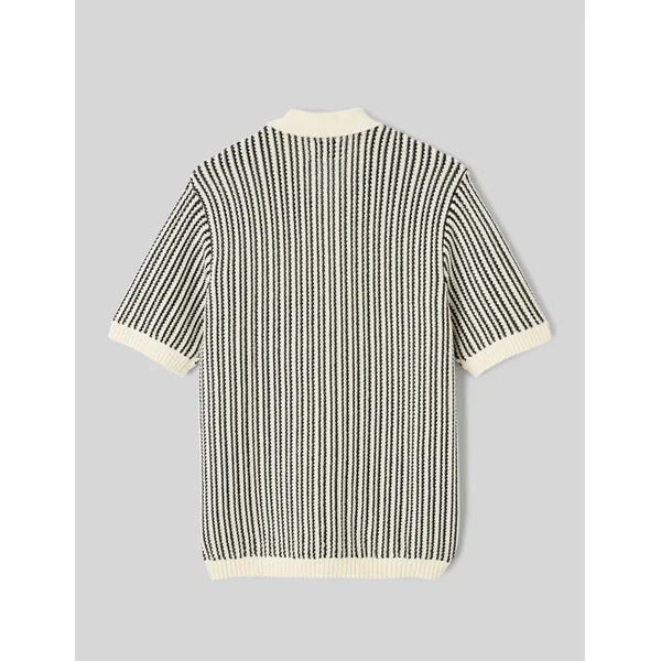 Chemise manches courtes rayée tricot Noir