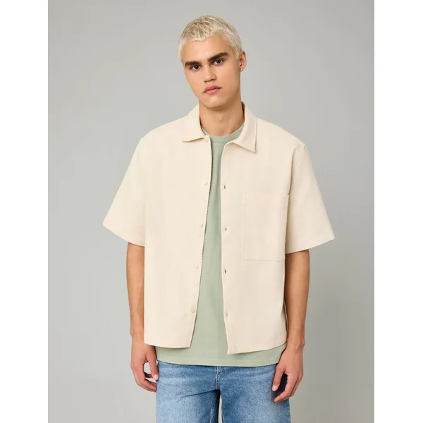 Chemise manches courtes texturée Naturel