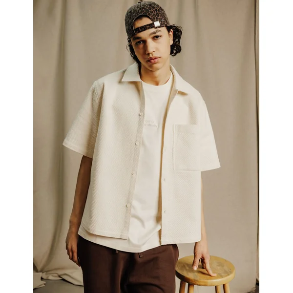 Chemise manches courtes texturée Naturel