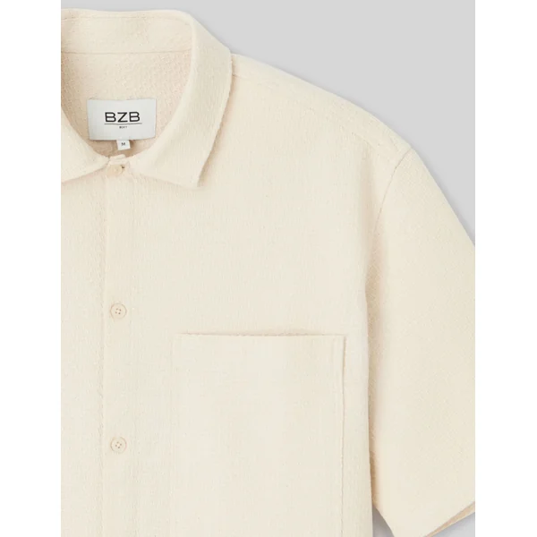 Chemise manches courtes texturée Naturel