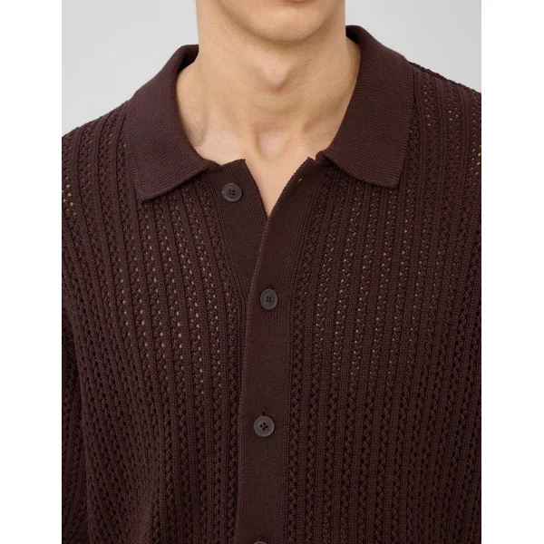 Chemise manches courtes tricot Marron foncée