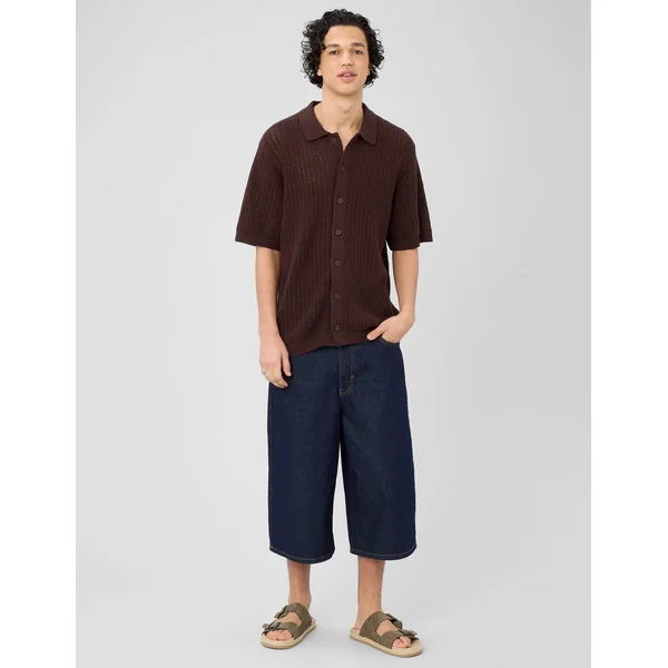 Chemise manches courtes tricot Marron foncée